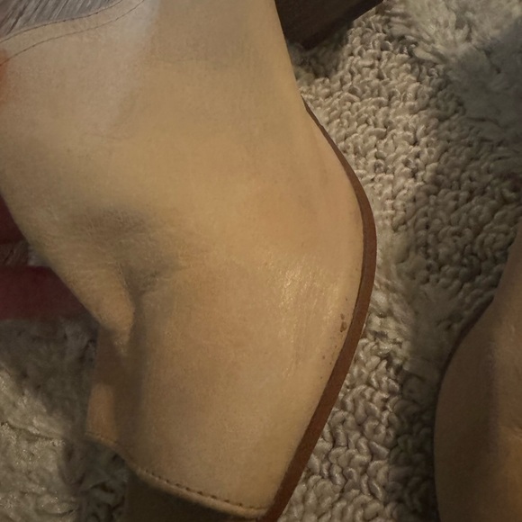 ALDO Nude Dorothy Soft Leather Wooden Block Heel Peep Toe Slip-on Slide … - Picture 5 of 8